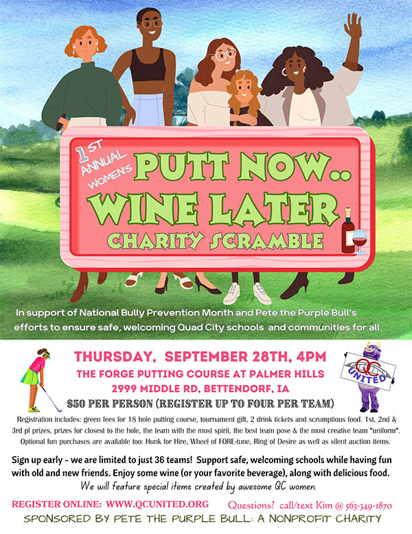 flyer for Putt Now Wine Later